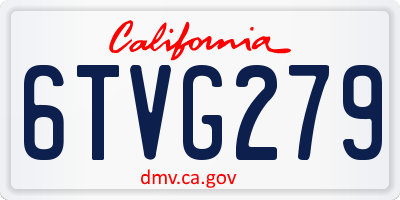 CA license plate 6TVG279