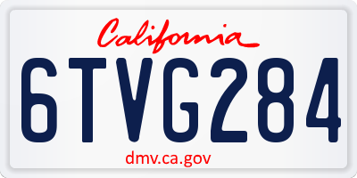 CA license plate 6TVG284