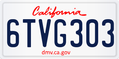 CA license plate 6TVG303