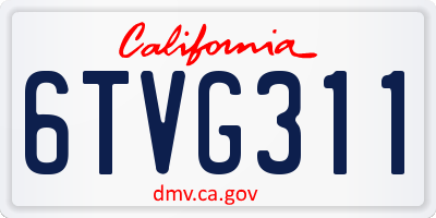 CA license plate 6TVG311