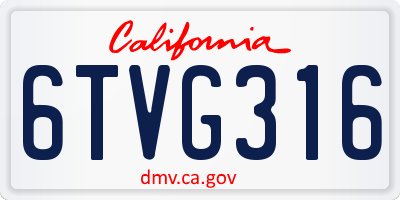 CA license plate 6TVG316