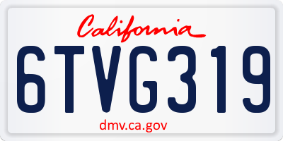 CA license plate 6TVG319