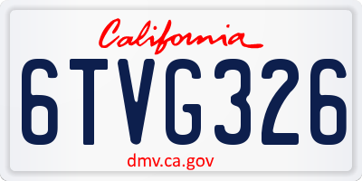 CA license plate 6TVG326