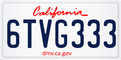 CA license plate 6TVG333