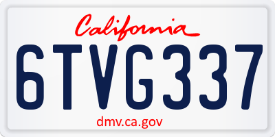 CA license plate 6TVG337