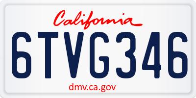 CA license plate 6TVG346