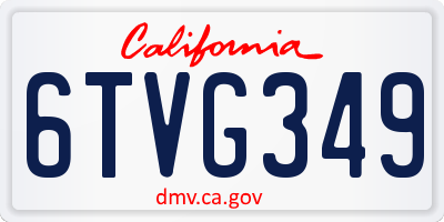 CA license plate 6TVG349