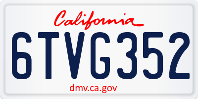 CA license plate 6TVG352