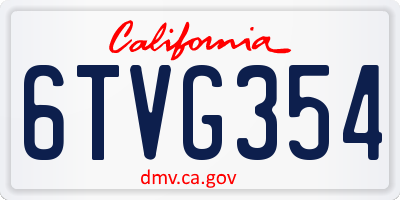 CA license plate 6TVG354