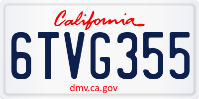 CA license plate 6TVG355