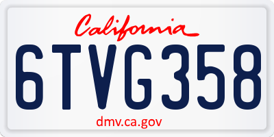 CA license plate 6TVG358