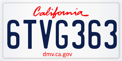 CA license plate 6TVG363