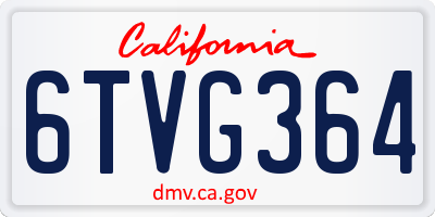 CA license plate 6TVG364