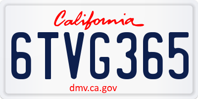 CA license plate 6TVG365