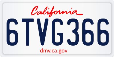 CA license plate 6TVG366