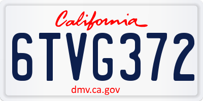 CA license plate 6TVG372