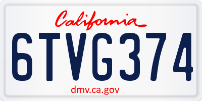 CA license plate 6TVG374