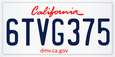 CA license plate 6TVG375