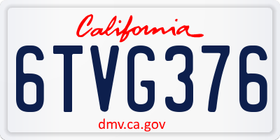CA license plate 6TVG376