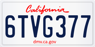 CA license plate 6TVG377