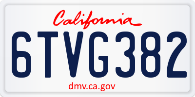 CA license plate 6TVG382