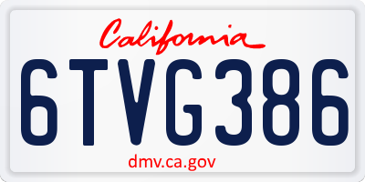 CA license plate 6TVG386