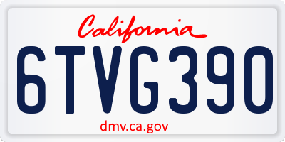 CA license plate 6TVG390