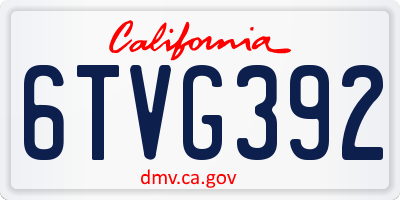 CA license plate 6TVG392