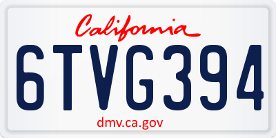 CA license plate 6TVG394