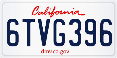 CA license plate 6TVG396