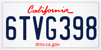 CA license plate 6TVG398