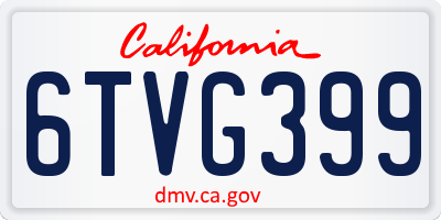 CA license plate 6TVG399