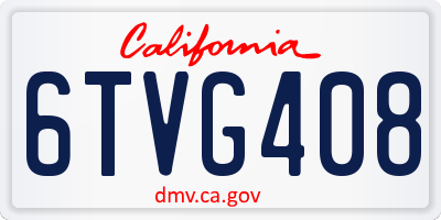 CA license plate 6TVG408