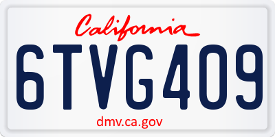 CA license plate 6TVG409