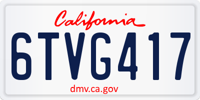 CA license plate 6TVG417
