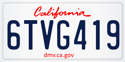 CA license plate 6TVG419