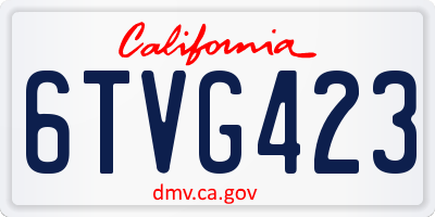 CA license plate 6TVG423