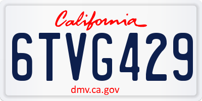 CA license plate 6TVG429