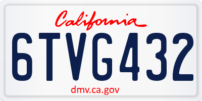 CA license plate 6TVG432