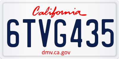 CA license plate 6TVG435