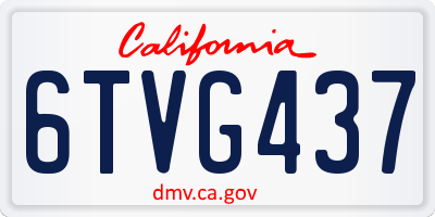 CA license plate 6TVG437