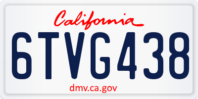 CA license plate 6TVG438