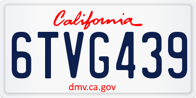 CA license plate 6TVG439