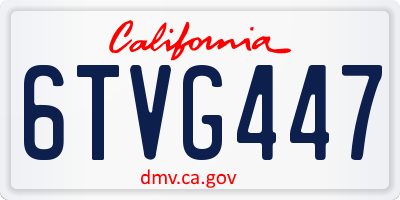 CA license plate 6TVG447