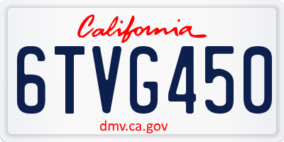 CA license plate 6TVG450