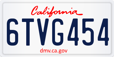 CA license plate 6TVG454