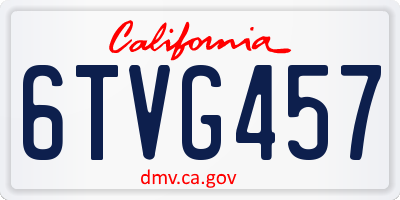 CA license plate 6TVG457