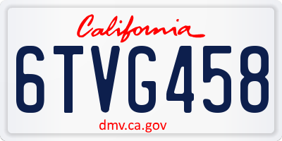CA license plate 6TVG458