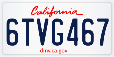 CA license plate 6TVG467