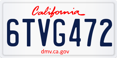 CA license plate 6TVG472